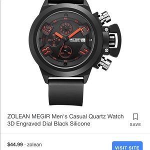 Men’s Waterproof Black & Red Watch